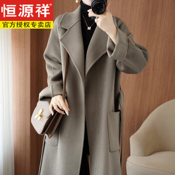 Hengyuanxiang 2025 winter 100 wool double-sided cashmere coat women's medium long thickened korean style new wool coat gray camel m 110-130 jin