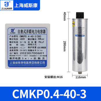 Shanghai viscon self-healing cylindrical power capacitor cmkp0.45-30-3 30kvar button crimping wire cmkp0.4-40-3