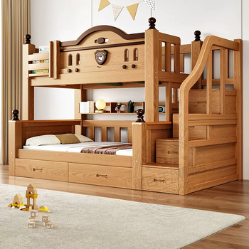 Yusenyi bunk bed high and low bed multi-functional two-layer combination solid wood double bed double bed children's bed (two colors optional) (free mattress x2) 1800mmx2000mm