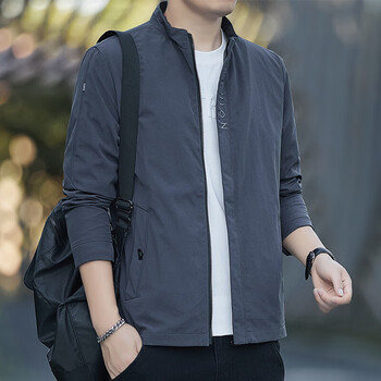 The same men's jacket spring and autumn trendy loose stand-up collar jacket workwear windproof outdoor for young and middle-aged people 67002 gray 3xl 150-165 catties