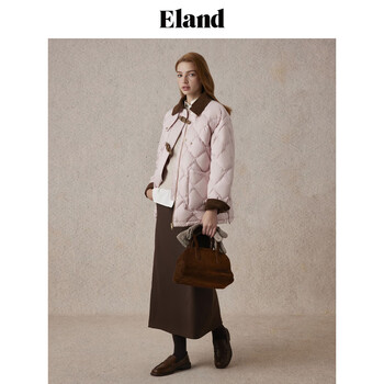 Eland down jacket women's corduroy collar commuter jacket 24 winter new style eejde4te03 light pink 170