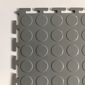 Mo peng factory floor mat workshop industrial lock pvc industrial floor auto repair factory new energy insulation wear-resistant fireproof gray 5mm thick round coin pattern 512*512mm
