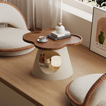 Yete bay window small table bedroom window sill tatami does not occupy an area small coffee table cream style shared household small kang table for pets milk tea color base hollow can be placed / can be used as a pet nest