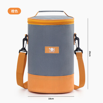 Supor universal round thermal bag winter handbag for work and commuting with rice aluminum foil thickened lunch box lunch bag lunch bucket retro contrasting orange
