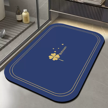Yusenyi bathroom toilet floor mat soft diatom mud absorbent mat bathroom door non-slip foot mat toilet toilet carpet four-leaf clover deep sea blue 60x90cm (high quality | strong anti-slip)