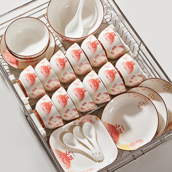 Porcelain gift wanjia newlywed housewarming tableware set 2025 bowl household set chinese tableware complete set bowl set dish set