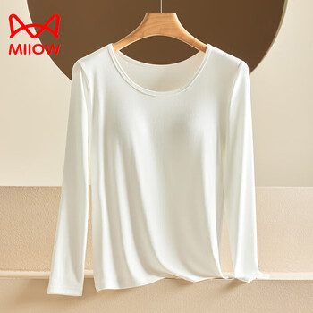 Miiow modal thermal underwear women's long sleeve bottoming shirt with padded bra-free top t-shirt thin autumn clothes white with advance xl 115-140 jin