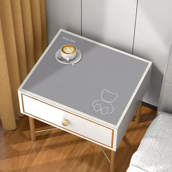 Yusenyi bedside table mat protective cover waterproof and oil-proof leather pad table mat desktop modern leather simple desk cover fabric-proof waiwai bear silver gray (waterproof, oilproof and no-wash) suitable for bedside tables and desks 40x60cm (oilproof, dustproof and waterproof)