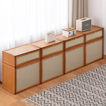 Trojan bay window cabinet balcony storage cabinet sun protection wall integrated space utilizes tatami storage cabinet sundry storage rack free stacking exquisite mesh door-brown large