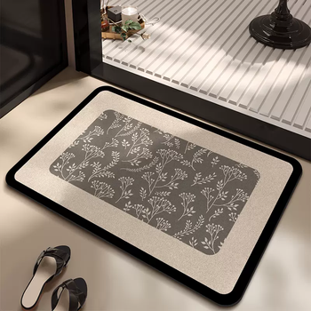 Yusenyi bathroom absorbent floor mat, powder room thickened diatom mud foot mat, toilet door non-slip, quick-drying, dry lin warren square rounded corner (upgraded thickened diatom mud 4mm丨absorbent and no need to scrub) 50x80cm (clean with one wipe, easy to clean)