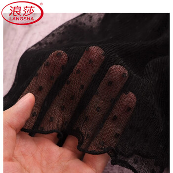 Langsha half turtleneck lace bottoming shirt for women with sweater, fashionable spring and autumn high-end fur small stand collar european mesh top black xl