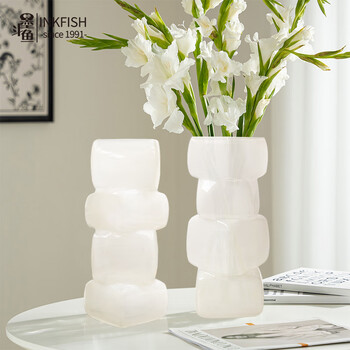 Cuttlefish high-end light luxury living room glass vase sugar cube new year's birthday gift flower arrangement hydroponic rich bamboo desktop decoration