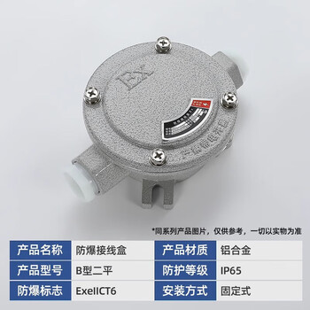 Explosion-proof junction box lighting three-way junction box dn20 points cable management box aluminum alloy cast aluminum ah straight through 6 points round national standard b type two ordinary style 4 points dn15g1/2