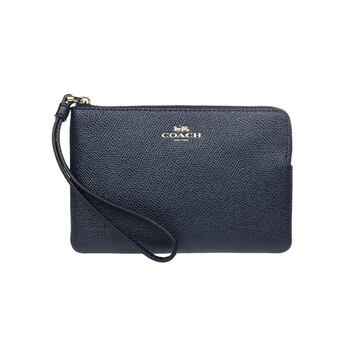 Coach corner zip 16-corner zipper cross-grain leather coin purse wrist bag clutch mini women's basic outfit (bag + dust bag)