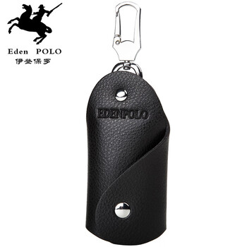Men's cowhide key bag first layer cowhide fashionable business casual men's and women's car keychain black black