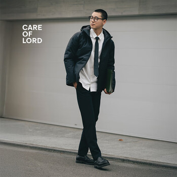 Care of lord丨poseidon丨winter men's commuting hooded goose down jacket laminated down jacket 962202 extreme night black l