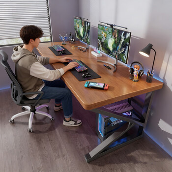Fanlilin computer desk home bedroom e-sports table student bedroom study table writing desk simple modern adult desk black walnut 80*60*75
