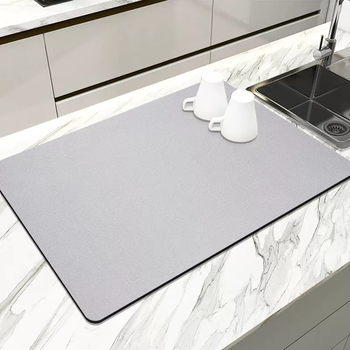 Yusenyi bathroom absorbent mat toilet door bathroom kitchen oil-proof anti-slip mat entry door foot mat soft diatom light gray (special for countertops and sink) 90x140cm (recommended for entrance and entry)