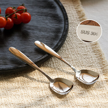 Siyue 304 stainless steel thickened western food spoon, exquisite household afternoon tea dessert spoon, watermelon spoon, long handle eating spoon, small square head spoon * 1