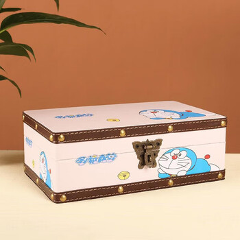 Bun peng car roof water tank household desktop cosmetics with lock id photo album storage box storage password rectangular wooden box small wooden box doraemon trumpet with lock