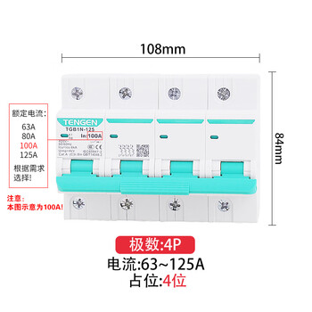 Tengen tianzheng 1p 2p 3p 4p 100a 125a air switch dz47 upgrade 4p 125a