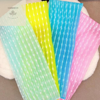 Lnga landgre long bath towel, korean-style no-scrub bath towel, nylon strong and soft back-scrubbing bath towel, no-scrub back bath foam towel, strong mud soaking, soft jacquard style, random color, one pack