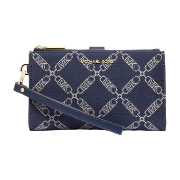 90% new michael kors autumn and winter new gift light luxury mk women's bag jet set wrist strap magnetic buckle wallet navy blue