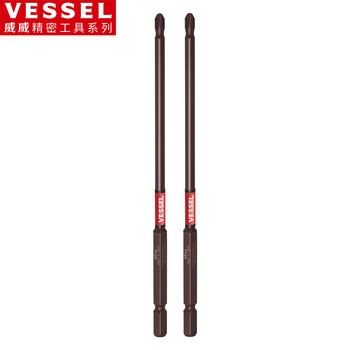 Vessel weiwei ss162150 segmented round head cross bit strong magnetic wind bit ph2x4.5x150mm 2 pack