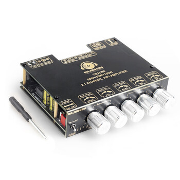 Brzhifitb21 pro 2.1 channel bluetooth power amplifier board tpa3116d2 chip dc 12-24v wide voltage input black tb21 pro (50w+50w+100w1