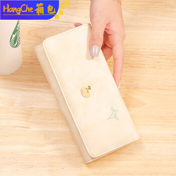 Ye yu wallet women's long style 2025 new korean version trendy cute fashion simple small fresh student folding personalized wallet yellow long style - cartoon embroidery