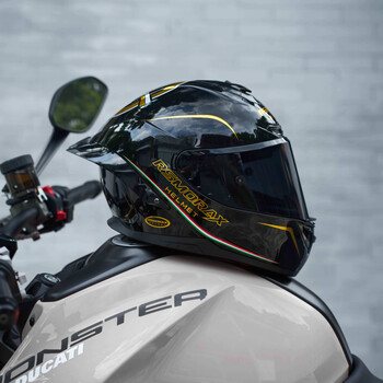 Motorax r50s motorcycle helmet for men and women, winter anti-fog and warm 3c full-face helmet with large tail fin for motorcycles, honor quantum gold l