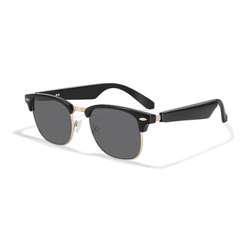 Airress2025ai translation bluetooth glasses 160+ language translation real-time listening to songs and calls while driving smart hd calls huawei apple xiaomi headphones wireless blue light sunglasses a03-316c1 black + gold frame + gray lenses