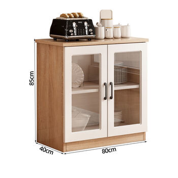 Yusenyi solid wood sideboard cupboard modern minimalist home kitchen cabinet living room dining room multi-functional wall storage cabinet wine cabinet baikal oak color + white including installation 119*40*85