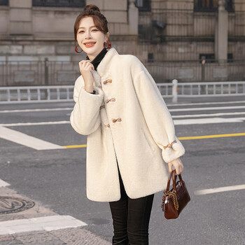 Sibaishe temperament jacket 2025 winter new women's elegant stand-up collar single-breasted loose top