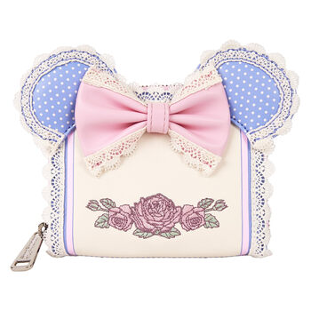 Loungeflyloungefly disney minnie floral lace ears zipper wallet multicolor
