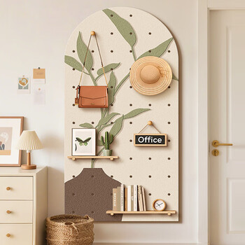Lishi hole board cream style green implanted door entrance background decoration facing the door simple modern storage and organization rack green branch milk green 50*100cm