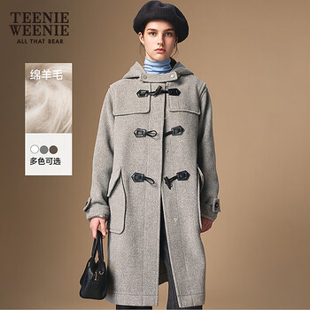 Teenie weenie little bear first generation thousand gold horn button women's 25 autumn and winter sheep wool double-sided woolen coat