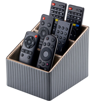 Richblue high-end leather desktop multifunctional storage box living room coffee table remote control storage box ornaments stationery box pen holder gray stripe upgraded model a414