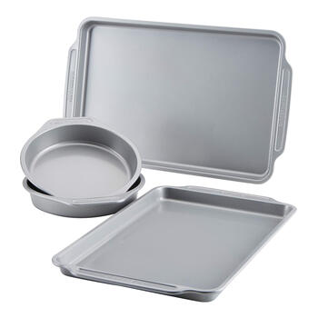 Farberwarefarberware nonstick bakeware set includes baking cake pan and cookie sheet, 4 piece, gray gray 4 piece