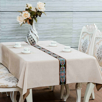 Qian huinong american modern chinese style decorative tablecloth ethnic style simple dining table coffee table beige new style 175*225cm