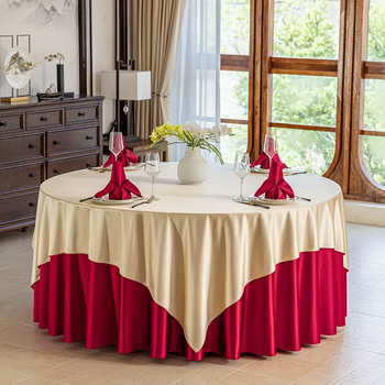 Yusenyi high-end hotel tablecloth large round table round tablecloth thickened hotel tablecloth solid color simple modern cloth sand gold-big red exquisite satin 160cm round table
