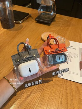 Internet celebrity transparent car key storage bag high-end mini cute birkin bag headphone bag pendant female key protective cover birkin bag crocodile pattern light pink (comes with scarf)