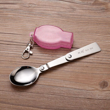 Meikejie 304 stainless steel folding spoon outdoor travel portable tableware students and children creative spoon main meal spoon soup spoon 1 pack 304 folding spoon + box random color