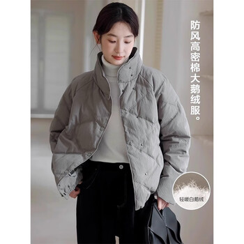 Keran jian zhiyan 5a grade white goose down texture high density cotton big goose down jacket warm jacket for women 2025 autumn and winter new style elephant gray s