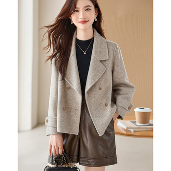 Time past delicate wool winter wear recommended design niche fashion slimming small women's coat l9 oatmeal m