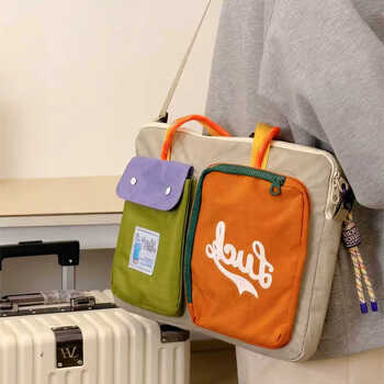 Nanmuxiong computer bag japanese dopamine cross-body portable 16-inch large-capacity flat bag storage commuter student inner bag gray contrast color 14.16-inch universal