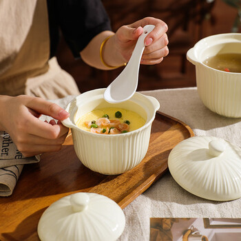 Sheli ceramic water-proof stew pot household stewed bird's nest egg custard soup pot stew pot steamed egg bowl soup small stew pot small size