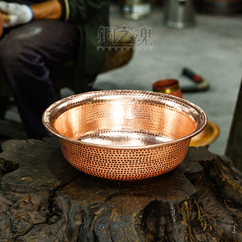 Tongzhihun copper basin pure handmade copper wedding basin brass thickened wash face foot bath basin laundry foot basin meal basin flower pot 34cm copper basin 1 piece