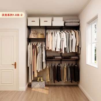 Platinum walk-in closet custom-made open metal coat rack storage rack bedroom clothes hanger 1.8 meters black black walker 1.8 meters-2 over 1,000 packages installed