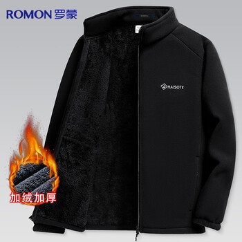 Romon polar fleece jacket men's autumn and winter fleece thickened young and middle-aged casual dad top jacket